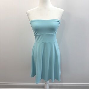 New Susana Monaco Dress Cutout Strapless Style size L Lake Blue